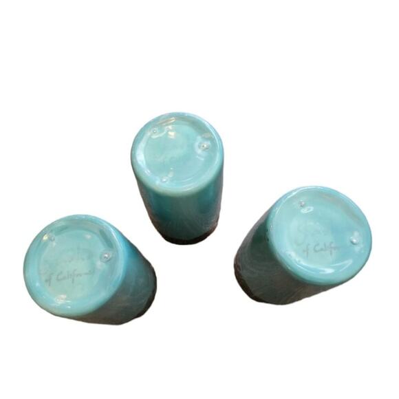 Jaska of California Cascade Ware Blue with Brown Drip Vintage 3 Glasses Tumblers - Picture 4 of 7